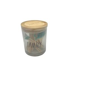 NEW Rae Dunn 100 Matches GREEN Match Sticks in "FAMILY" Glass Storage Jar